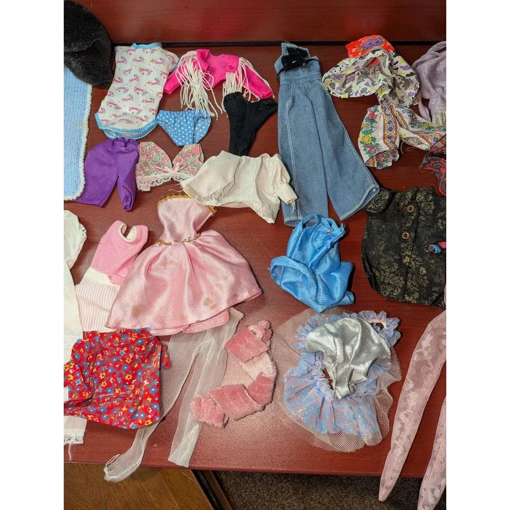 Vintage Barbie Doll Clothes Lot Mixed Accessories Dresses Handmade Outfits 65pc
